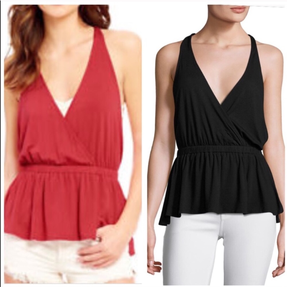 Free People NWT Black Cross Front Top